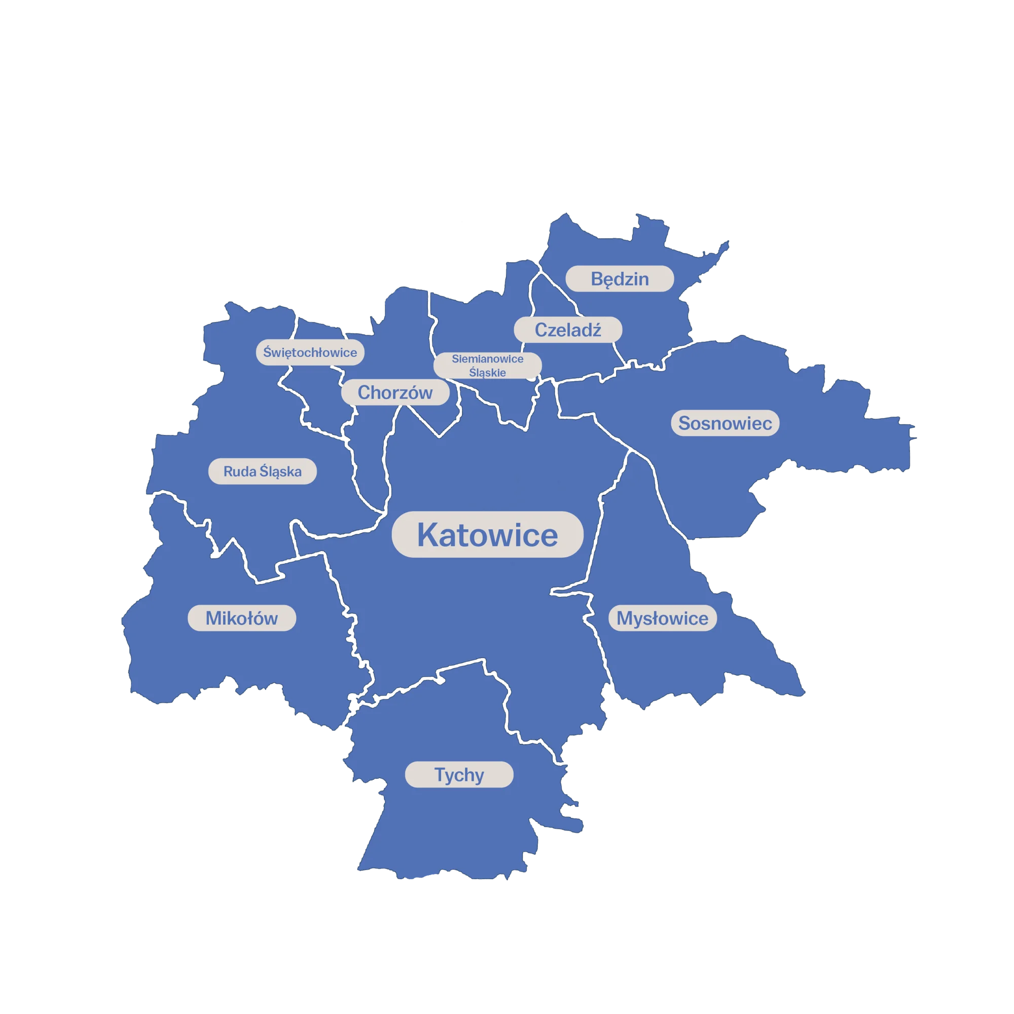 Mapa obszaru działania - Katowice i okolice